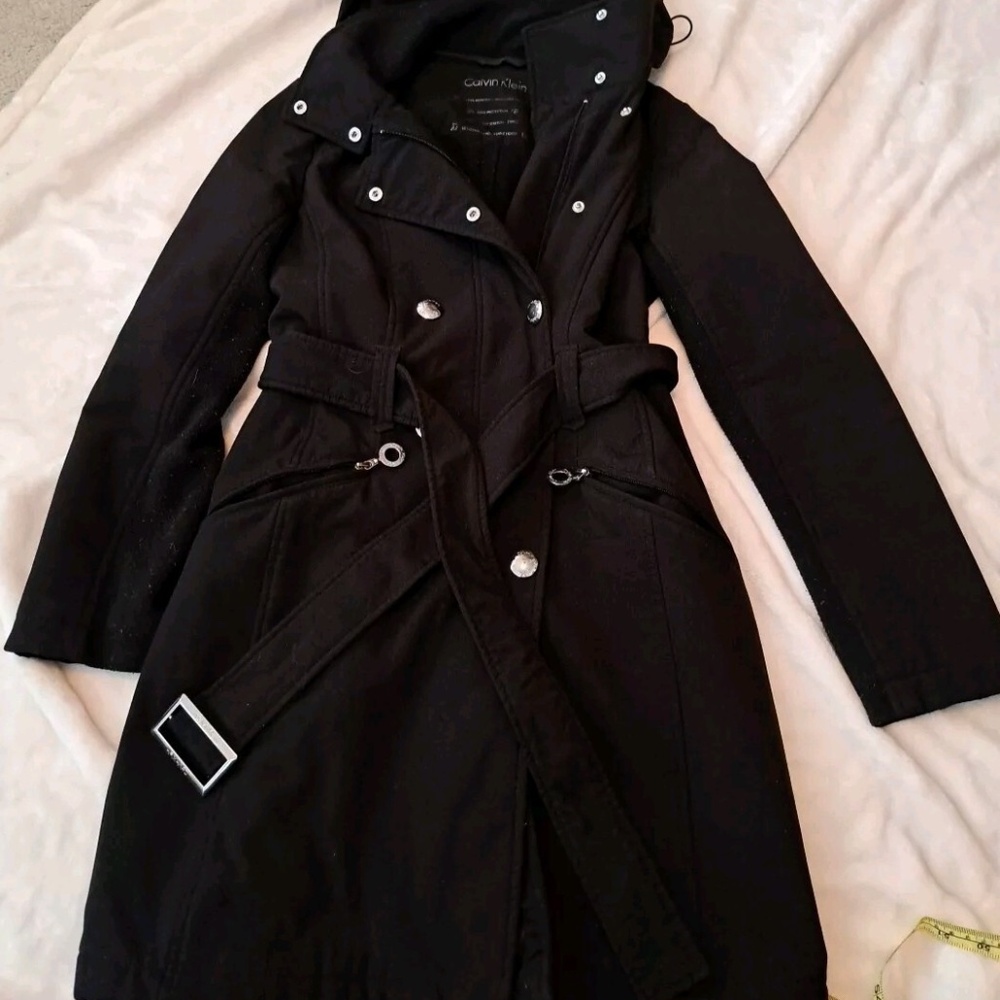 Calvin Klein Water Resistant/Windproof/Detachable Hood Trench Coat